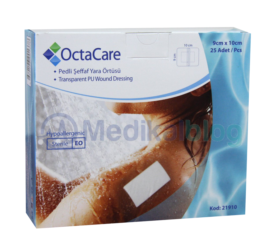 Octacare Şeffaf PU Film Tıbbi Steril Yara Örtüsü Su Geçirmez 9*10 cm