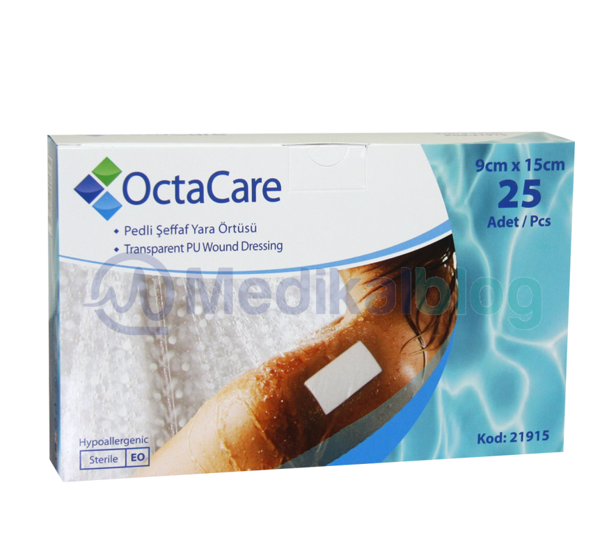 Octacare Şeffaf PU Film Tıbbi Steril Yara Örtüsü Su Geçirmez 9*15 cm