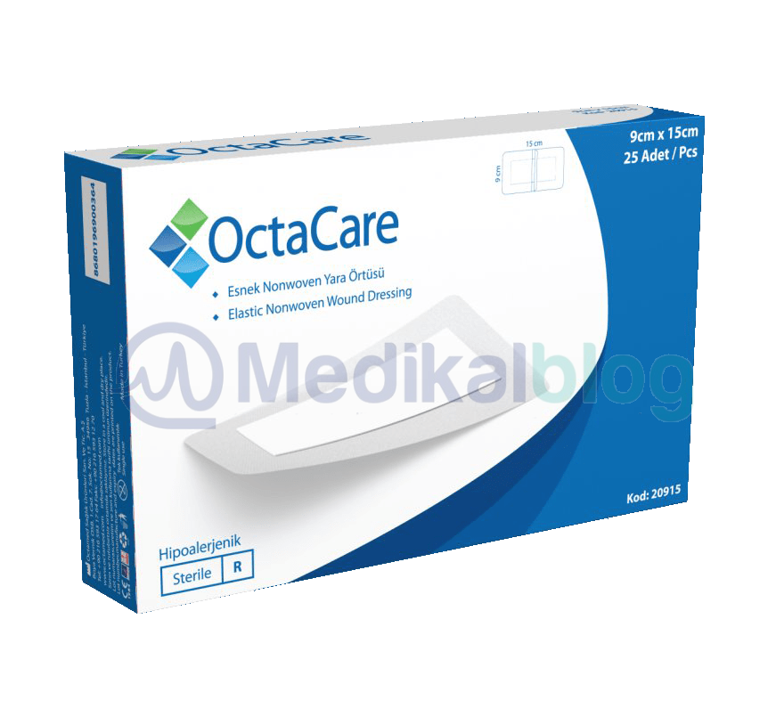 Octacare Tıbbi Steril Yara Örtüsü Esnek Nonwoven 9*15 cm