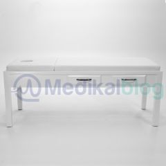 Ahşap Muayene Masaj Masası Beyaz Çekmeceli