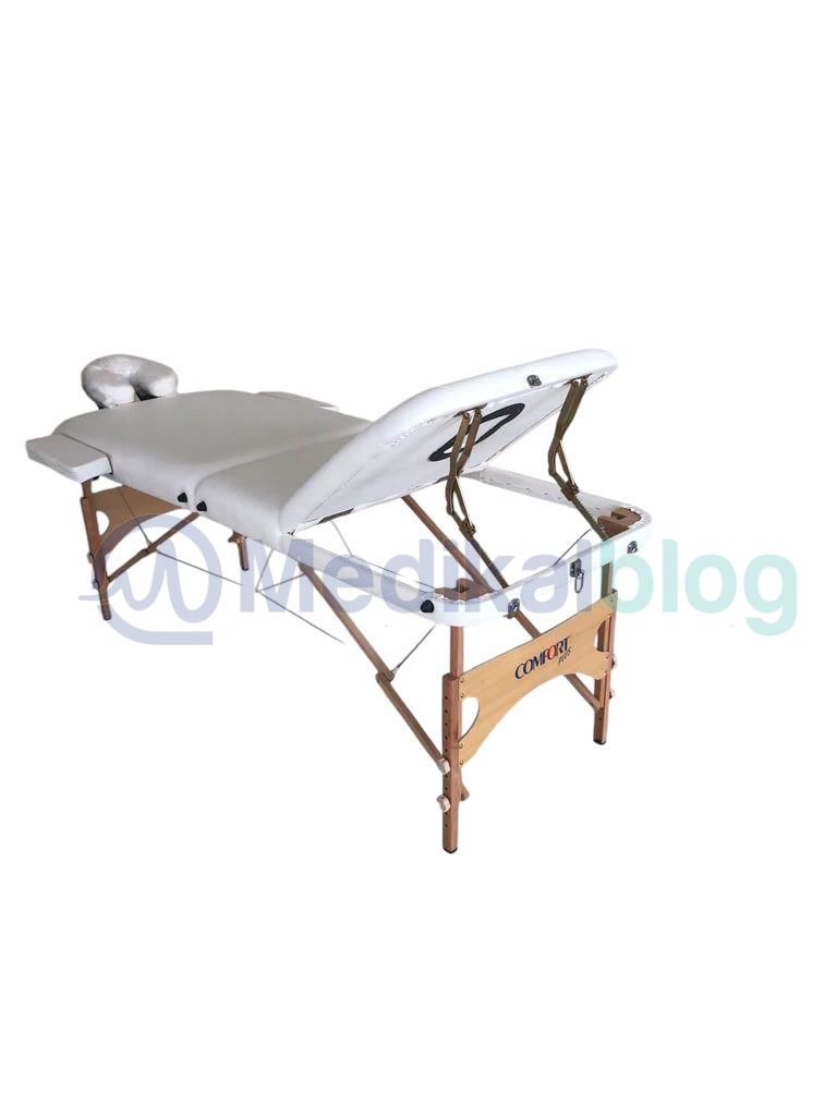 Çanta Tipi Ahşap Masaj Masası Beyaz Çantalı İkiye Katlanabilir Taşınabilir