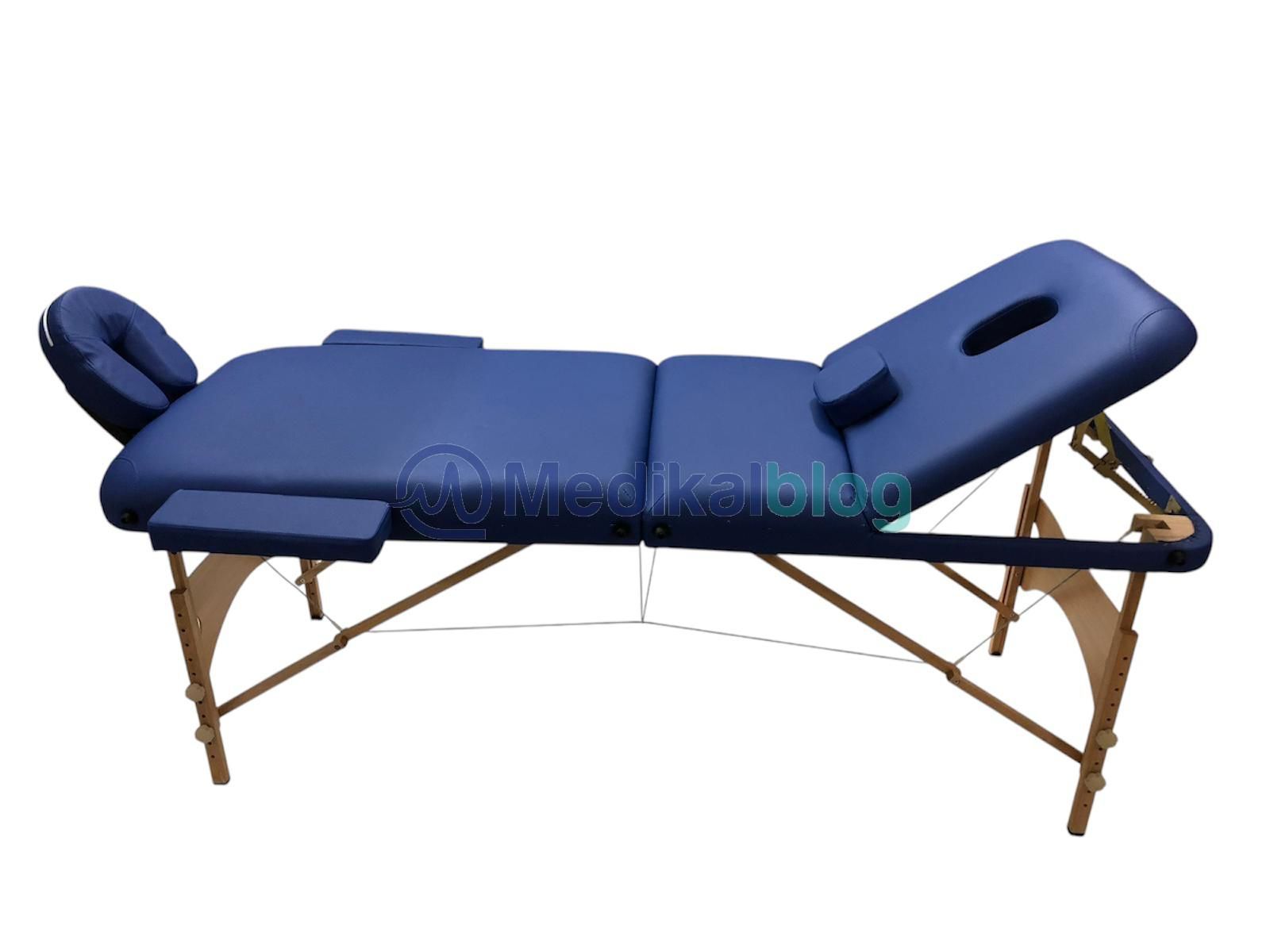 Çanta Tipi Ahşap Masaj Masası Mavi Çantalı İkiye Katlanabilir Taşınabilir
