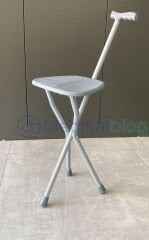 Oturaklı Taşınabilir 3 Ayaklı Hasta Bastonu Tabure