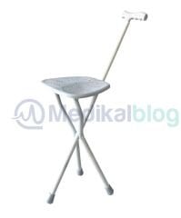 Oturaklı Taşınabilir 3 Ayaklı Hasta Bastonu Tabure