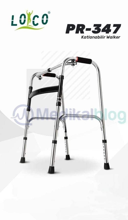 PR-347 Hareketli Katlanır Tekerleksiz Walker Hasta Yürüteci