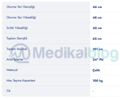 Tekerlekli Sandalye Golfi G102 Standart Ekonomik  Refakatçi Frenli